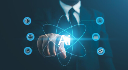 AI, Artificial Intelligence, technology smart robot AI, artificial intelligence by enter command prompt for generates something, Futuristic technology transformation, Chatbot, assistant, secretary.