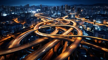 Fototapeta na wymiar Aerial view of expressway traffic, vital transportation infrastructure in urban megalopolis