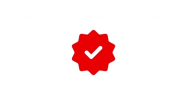 Red check mark icon animation on a white background. verified icon animated. Success, correct or right choice icon animation in 4k video.	
