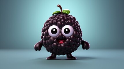A cute cartoon black berry fruits character Ai Generative