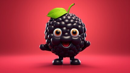 A cute cartoon black berry fruits character Ai Generative