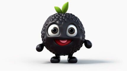 A cute cartoon black berry fruits character Ai Generative