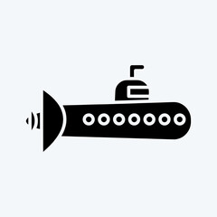 Icon Submarine. suitable for Education symbol. glyph style. simple design editable. design template vector. simple illustration