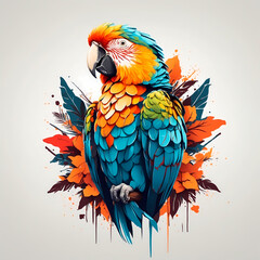 Obraz premium colorful macaw illustration, wild bird