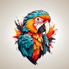 colorful macaw illustration, wild bird