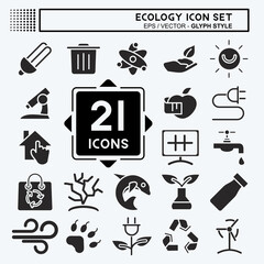 Icon Set Ecology. suitable for education symbol. glyph style. simple design editable. design template vector. simple illustration