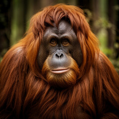 Sumatran Orangutan,in the forest, Generrte AI.