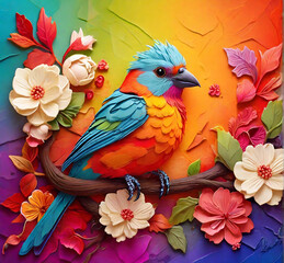 Lovely colorful birds background bird Generative AI Photo