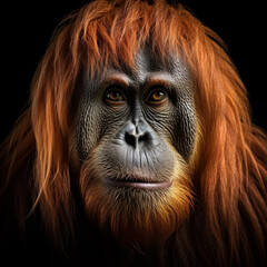 Sumatran Orangutan,in the forest, Generrte AI.