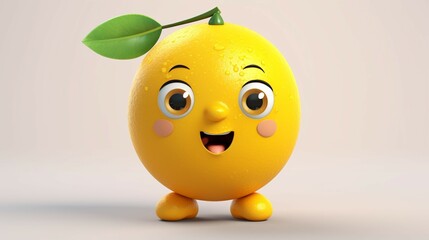 A cute cartoon lemon fruits character Ai Generative