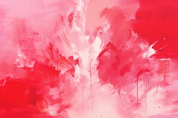 A modern abstract canvas, awash with bold reds and calming whites, essence of Valentine's Day through expressionistic brushwork, vibrant passion