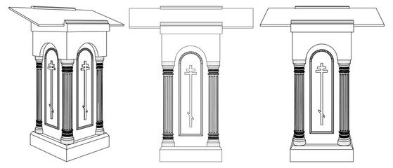 Lectern Church Rack Vector. Illustration Isolated On White Background. - obrazy, fototapety, plakaty
