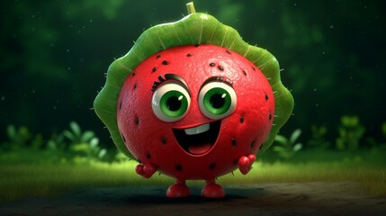 A cute cartoon watermelon character Ai Generative