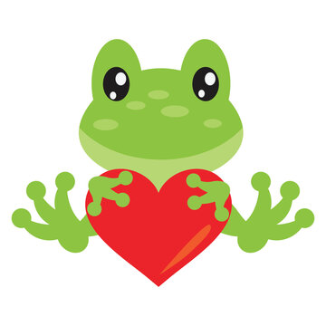 Cute little Valentine day frog vector cartoon illustration