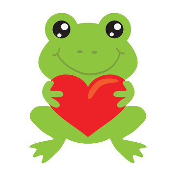 Cute little Valentine day frog vector cartoon illustration