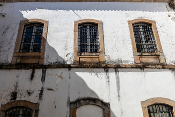 Detail of the  grids on colonial jail  on Tiradentes Square in  Ouro Preto, Minas Gerais, Brazil