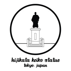Circle Icon Hijikata Keiko Statue. vector illustration