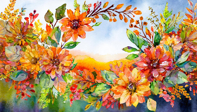 Autumn floral frame