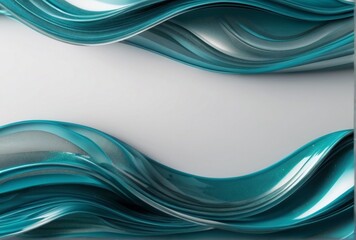 Abstract teal, cyan shiny wave with blue glitter sparkles on plain white background from Generative AI