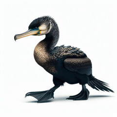 flightless cormorant, phalacrocorax harrisi, cormoran no volador, galapagos bird, Isolated White background. cormoran .