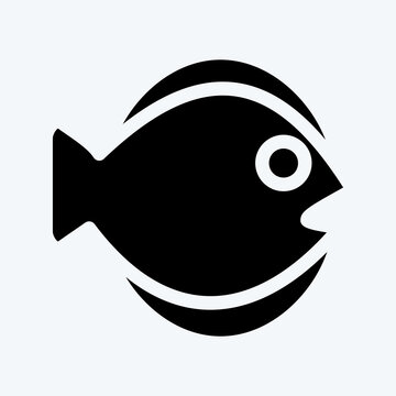 Icon Flat Fish. suitable for seafood symbol. glyph style. simple design editable. design template vector. simple illustration