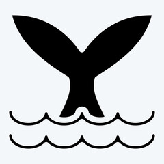 Icon Whale. suitable for seafood symbol. glyph style. simple design editable. design template vector. simple illustration