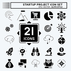Icon Set Startup Project. suitable for Startup symbol. glyph style. simple design editable. design template vector. simple illustration