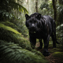 Naklejka na ściany i meble Black Panther, Black Panther in Jungle 
