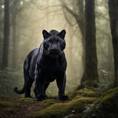 Naklejka na ściany i meble Black Panther, Black Panther in Jungle 