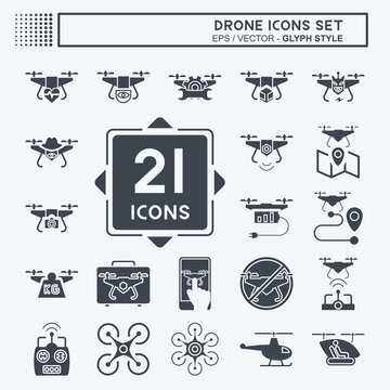Icon Set Drone. related to Technology symbol. glyph style. simple design editable. simple illustration