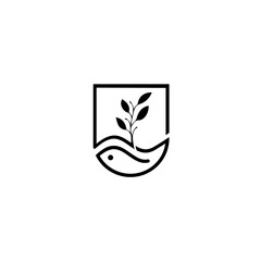 leaf water flow inside vector logo template
