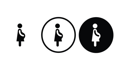 icon Pregnant black outline logo for web site design 
and mobile dark mode apps 
Vector illustration on a white background - obrazy, fototapety, plakaty