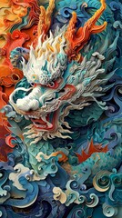 Fototapeta na wymiar colorful Chinese dragon illustration for dragon Chinese new year