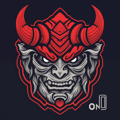 Crimson Shadows: The Majestic Oni Demon in Red, Black, and White