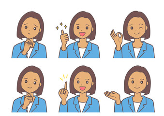 スーツの女性　ポーズセット