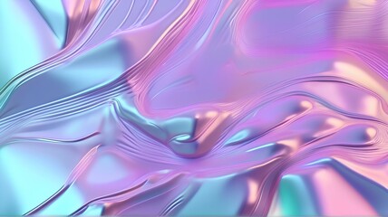 抽象的なホログラフィック背景。凹凸のある淡い紫、ピンク、ミント色の本物の質感、パステルカラー｜Abstract holographic background. Authentic texture in pale purple, pink and mint colors with bumps, pastel colors. Generative AI - obrazy, fototapety, plakaty