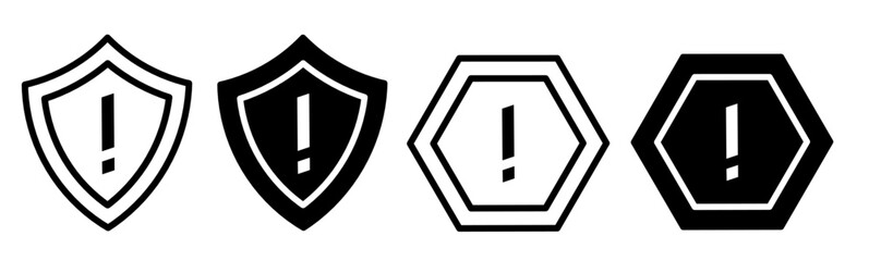 black illustration graphic design caution sign icon set. Stock vector. - obrazy, fototapety, plakaty