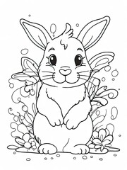 bunny art line for coloring book