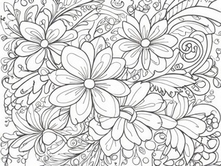 Fototapeta na wymiar floral art line for coloring book