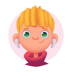 Happy smiling young european blond boy. Character avatar vector illustration. 