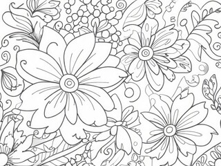 floral art line for coloring book