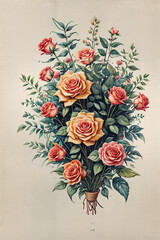 Rose flowers bouquet illustration