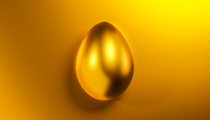 Golden egg on gold background as symbol of Easter, prosperity, wealth, prosperity and good luck. 3d rendering