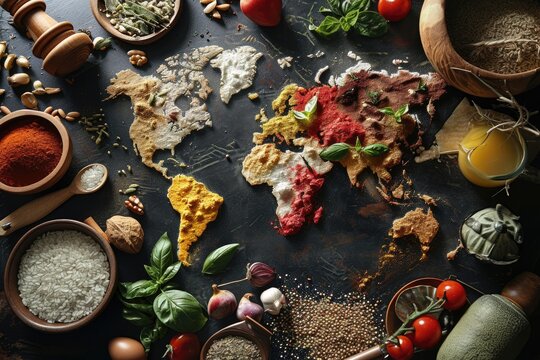 Globetrotting Gastronomy: Exploring Culinary Culture Across Continents on a World Map.