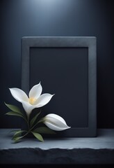Minimalist New Start: Lily Flower and Blackboard Concept