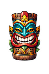 Illustration of wooden tiki statue isolated on transparent background