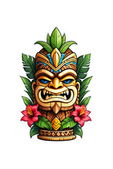 Illustration of wooden tiki statue isolated on transparent background