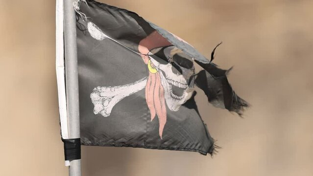 Pirate Flag Waving in the Wind