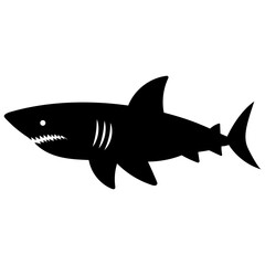 shark silhouette isolated illustrator - obrazy, fototapety, plakaty