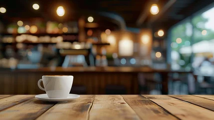 Foto op Plexiglas Coffee table in the background of a blurred coffee © nagulan